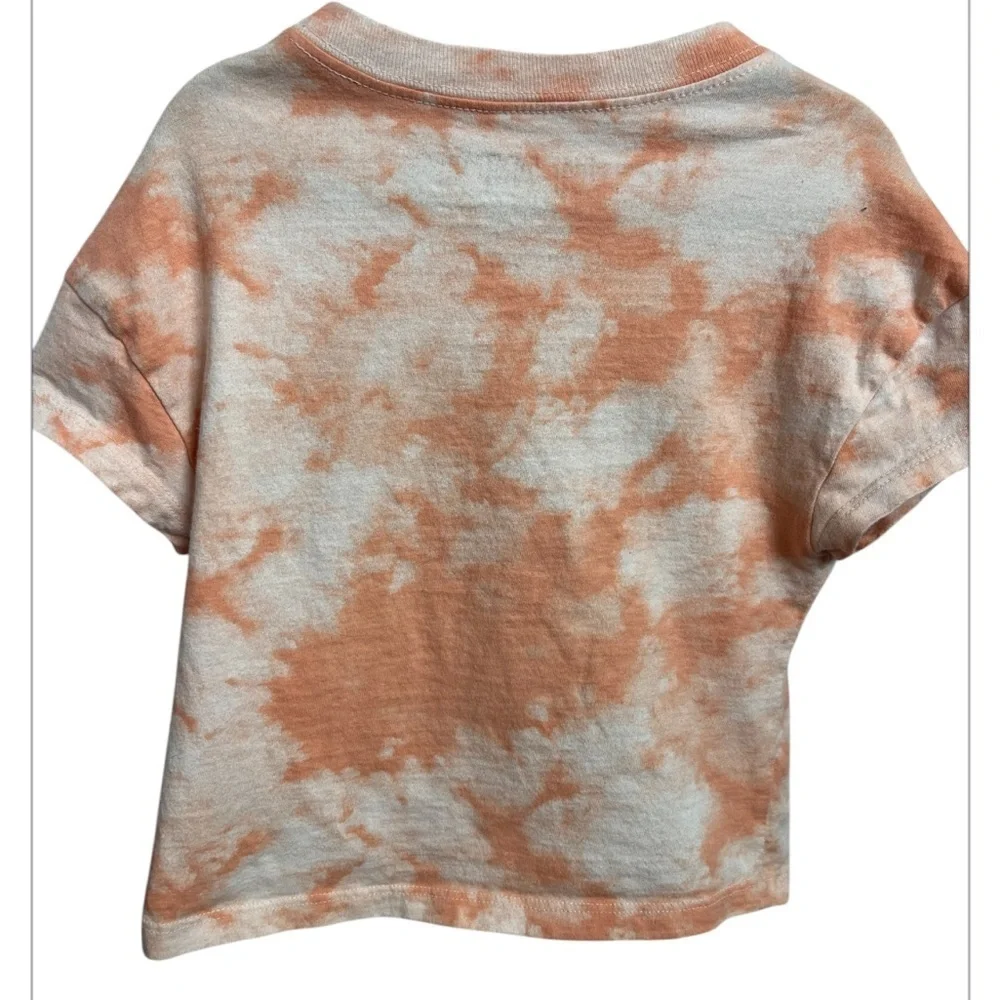 Snoopy with Sunflower Boxy Fit Graphic Tee Peach Acid Wash size 5 Spellout
